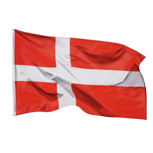 Aricona Dänemark Flagge 90x150cm - wetterbeständige Fahne mit Messingösen, 100% Polyester, robuste Doppelnaht & in lebendigen Farben - ideal für Flaggen-Liebhaber von Aricona