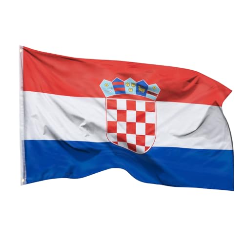 Aricona Kroatien Flagge - Kroatische Nationalflagge mit Messing-Ösen - 90 x 150 cm - Wetterfeste Fahnen für Fahnenmast - 100% Polyester von Aricona