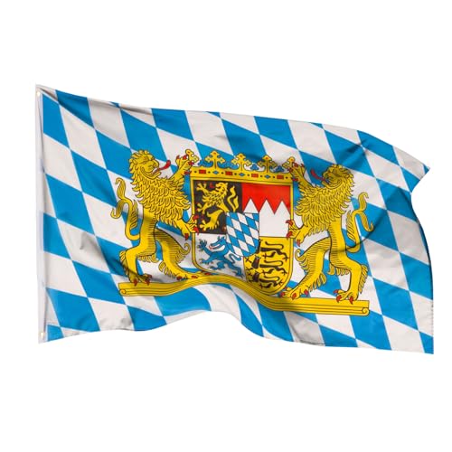 Aricona Bayern Flagge 90x150cm - wetterbeständige Fahne mit Messingösen, 100% Polyester, robuste Doppelnaht & in lebendigen Farben - ideal für Flaggen-Liebhaber von Aricona