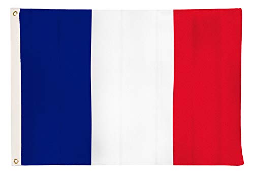 aricona Frankreich Flagge - Französische Nationalflagge 90 x 150 cm mit Messing-Ösen - Wetterfeste Fahne für Fahnenmast - 100% Polyester von Aricona