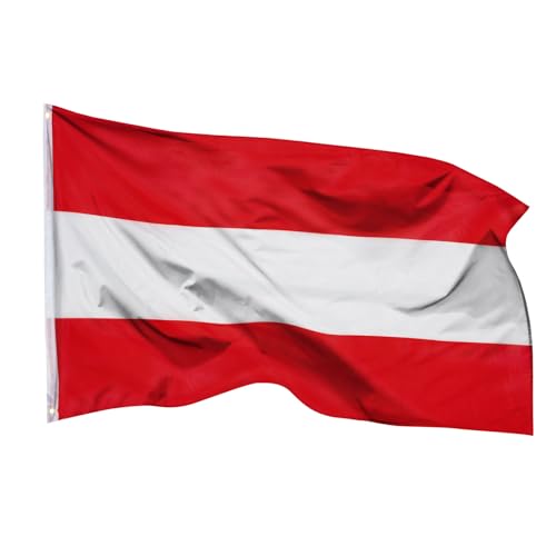 aricona Österreich Flagge - Fahne Österreich 90x150 cm mit Messing-Ösen - Wetterfeste Fahne für Fahnenmast - 100% Polyester von Aricona