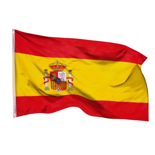 aricona Spanien Flagge - Spanische Nationalflagge 90 x 150 cm mit Messing-Ösen - Wetterfeste Fahne für Fahnenmast - 100% Polyester von Aricona