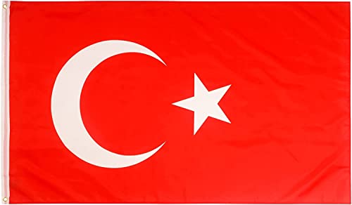aricona Türkei Flagge - Türkische Nationalflagge 90 x 150 cm mit Messing-Ösen - Wetterfeste Fahne für Fahnenmast - 100% Polyester von Aricona