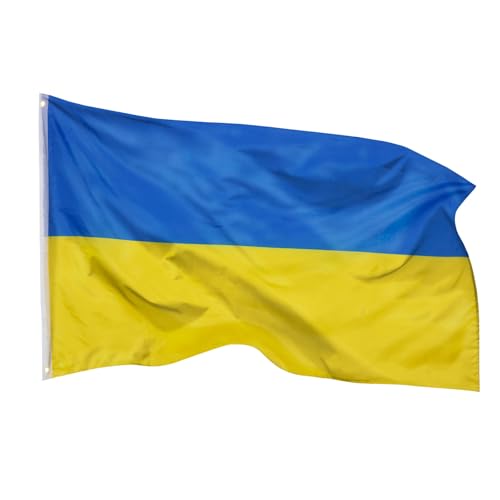 aricona Ukraine Flagge - Ukrainische Fahne 90 x 150 cm mit Messing-Ösen - Wetterfeste Fahne für Fahnenmast - 100% Polyester von Aricona