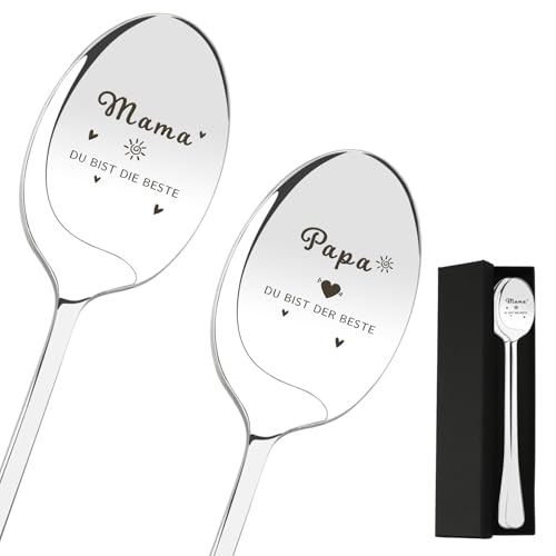 Mama und Papa Geschenke für Papa Mama Muttertagsgeschenk für Eltern 2er Kaffeelöffel Mama Papa Geburtstagsgeschenk Mama Papa Geschenk Eltern Bester Papa Beste Mama Ostergeschenke von Aridantrp