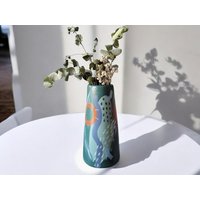 Keramik Vase | Handbemalte 20x11cm Bunte Grün Unikat Kultig von ArienelStudio