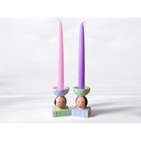 Zinnsoldat | Pastell Handbemalter Kerzenständer Weihnachtskerzenhalter Flieder Geschenk Künstlerisch von ArienelStudio