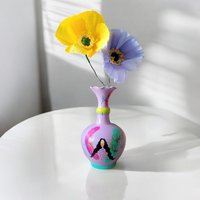Lila Frauen Gesicht Keramik Vase | Handbemalte Unikat Flieder Künstlerisch von ArienelStudio