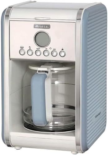 Ariete Vintage 1342 Retro Americano-Kaffeemaschine, Hartglaskaraffe, bis zu 12 Tassen, 24-Stunden-Timer, Auto-Abschaltung, Anti-Drip-Funktion, beheizte Platte, 1,5 L Fassungsvermögen, 2000 W, Blau von Ariete