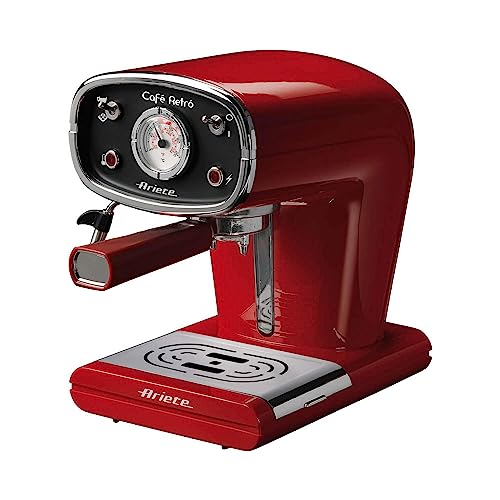 Ariete 1388 Café Retrò, Espressomaschine in Pulver- und Padsform ESE, 15 bar, 850W, Maxi-Cappuccino Gerät, 1L, Rot von Ariete