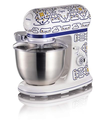 Ariete 1588 Küchenmaschine Capri, 7 Geschwindigkeitsstufen, 3 Quirle für Weiche und Feste Teige, Deckel mit Spritzschutz, 5,5 Liter Edelstahlschüssel, Mediterranes Design, 2400 Watt Ariete 1588 Küchenmaschine Capri, 7 Geschwindigkeitsstufen, 3 Quirle für Weiche und Feste Teige, Deckel mit Spritzschutz, 5,5 Liter Edelstahlschüssel, Mediterranes Design, 2400 Watt von Ariete