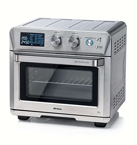 Ariete 4629 Airy Fryer Oven Digital SS, Luftfriteuse, Elektroofen, Fassungsvermögen 25 l, 1700 W, für Pizza 30 cm, LED-Display, Temperatur max. 230 °C, Silber von Ariete