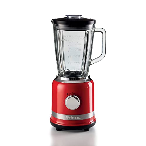 Ariete 585 Modern Standmixer, 1000 W, 1,5 L Fassungsvermögen, 4 Geschwindigkeiten + Pulse-Funktion, Graduierter Glasbecher, 4 Edelstahlklingen, Rot von Ariete