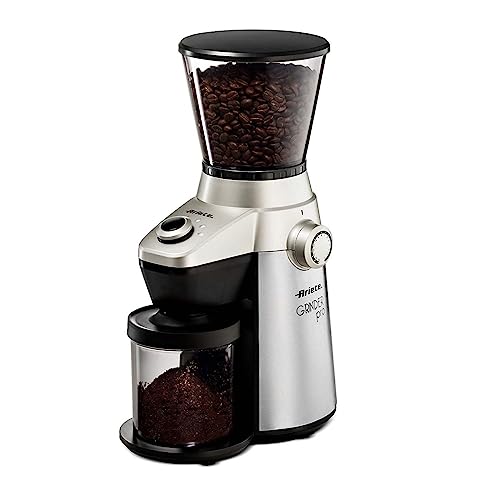 Ariete 3017 Grinder PRO – Elektrische Kaffeemühle – 15 Kaffeemahlstufen – Edelstahl – 150 Watt – 0,3 kg – Schwarz und Silber von Ariete