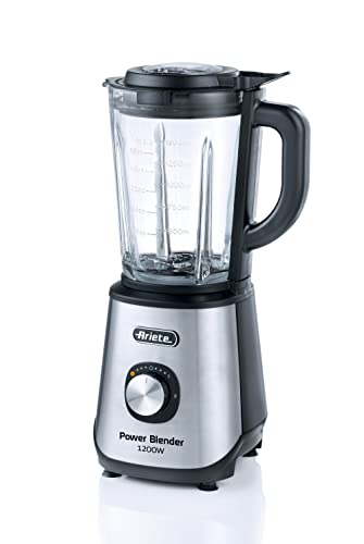 Ariete Power Blender 579, Mixer, 4 Edelstahlklingen, 2 Geschwindigkeiten + Pulse-Funktion, Rutschfeste Standfüße, Aufsatzdeckel, 1,5 L Fassungsvermögen, 1200W, Silber von Ariete