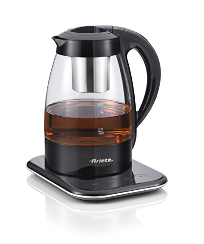 Ariete 2867 Tea Maker Maschine Automatische aus Glas für Tee, Tee und Tee, Filter aus Edelstahl, digitales Display, 2400 W, 1.2 Liter, Kunststoff, schwarz von Ariete