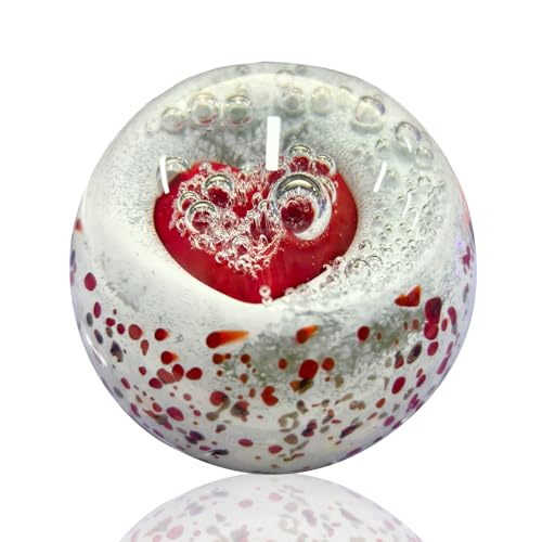 7,5 cm Kristallfiguren Kugel Ozeanwellen mundgeblasene Glaskugel Kunst Briefbeschwerer (rotes Herz) von Arikyrist