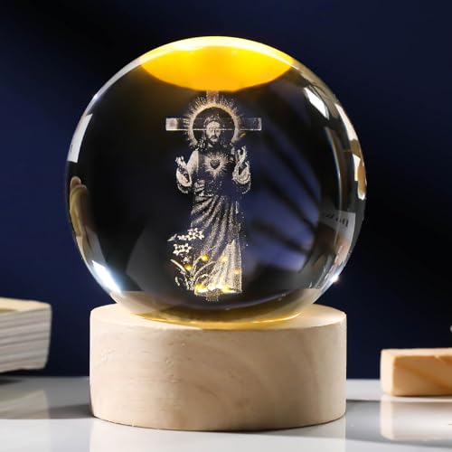 Arikyrist 3D-Kristallstatue Jesuskreuz und betende Hände, lasergraviert, Heiliges Herz Jesu, Osterdekoration und katholisches religiöses Geschenk von Arikyrist