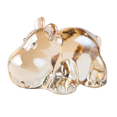 Arikyrist Goldenes Nilpferd aus Kristall, 7,1 cm, Geschenke für Frauen, Glas-Nilpferd, Sammlerstück für Tierliebhaber zum Geburtstag, Weihnachten, Briefbeschwerer, Mittelstück für Heimdekoration von Arikyrist