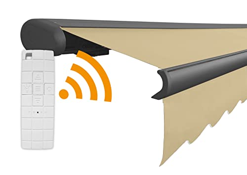 Arilco Elektrische Vollkassettenmarkise Kassettenmarkise Gelenkarmmarkise Markise Sonnenmarkise Sonnenschutz in vielen Farben und Größen wählbar in der Kassettenfarbe Anthrazit (3,5m x 3m, Hawaii) von Arilco