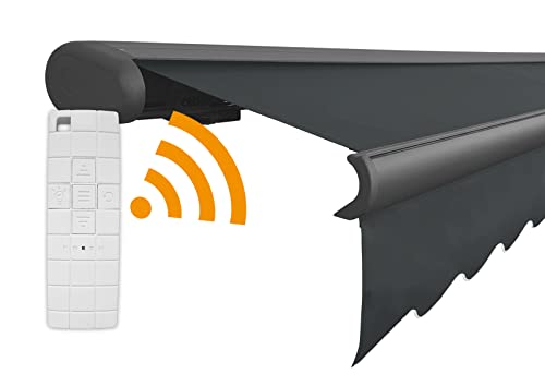 Arilco Elektrische Vollkassettenmarkise Kassettenmarkise Gelenkarmmarkise Markise Sonnenmarkise Sonnenschutz in vielen Farben und Größen wählbar in der Kassettenfarbe Anthrazit (4,5m x 3m, Anthrazit) von Arilco