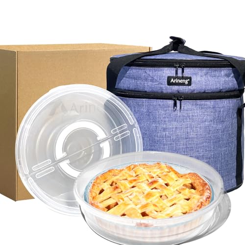 Arineng Kuchenträger aus Kunststoff, 2 Stück, isolierte Tasche, Kuchenträger mit Deckel und Griff, Kuchenträger für den Transport, für 3 Kuchen/Thanksgiving Day (lila, 2 Kuchenträger 27,9 cm) von Arineng