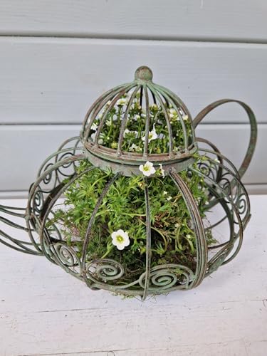 Arinosa Dekoobjekt Gartendeko Teekanne Metall 45x28xH24cm/grün von Arinosa
