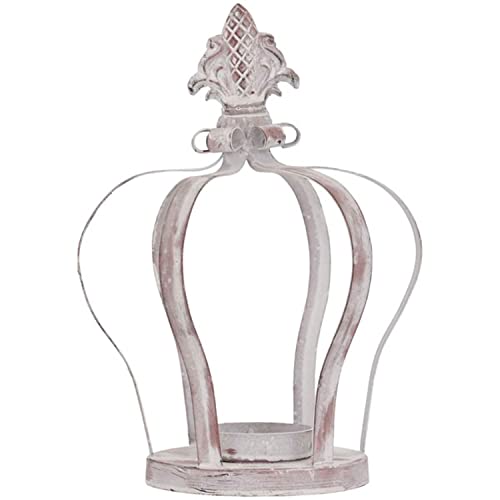 Arinosa Kerzenhalter Krone Metall Grau Weiß Shabby gewischt Ø 16x 16 x 22,5 cm von Arinosa