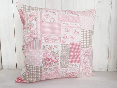 Arinosa Kissen Dekokissen Landhaus Patchwork Rosen Rosa 40x40 ungefüllt von Arinosa