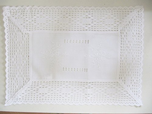 Arinosa Landhaus Deckchen 2 Stück 35x50 Shabby Chic Weiß Häkelbordüre von Arinosa
