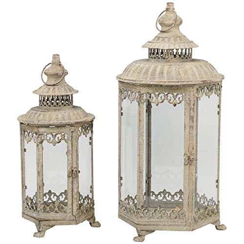 Arinosa Laternen Metall Shabby Vintage Gartenlaterne Landhaus 47oder 61 cm Höhe ab, Bitte Größe wählen:klein 21x20x47 cm von Arinosa