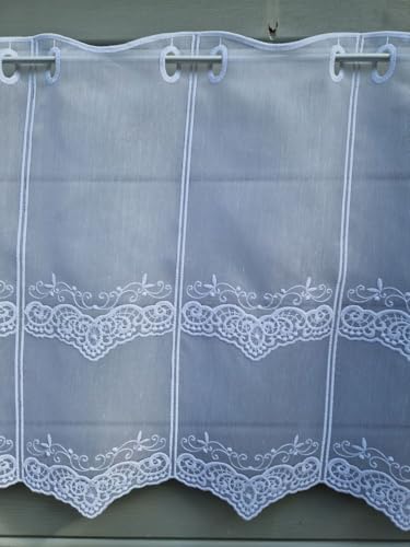 Arinosa Scheibengardine Landhaus Shabby Chic Stickerei Weiss 15, 45 o. 60 cm H, ab 1 M, Höhe:15 von Arinosa