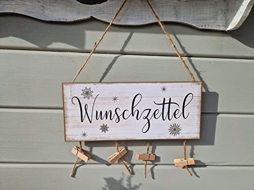 Arinosa Schild Wunschzettel mit Klammern Holz 30xH13cm + 16cm Arinosa Schild Wunschzettel mit Klammern Holz 30xH13cm + 16cm von Arinosa