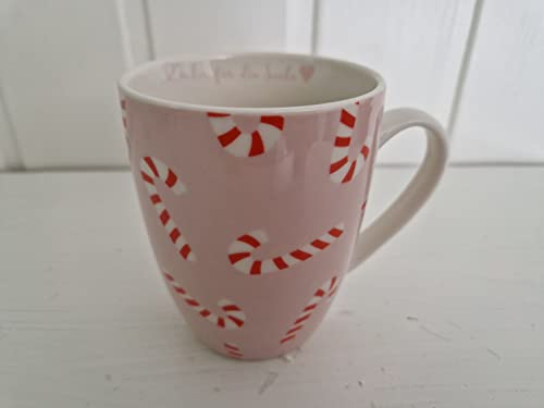 Arinosa Tasse Kaffeebecher Weihnachtstasse Zuckerstange Rosa Keramik 350 ml von Arinosa