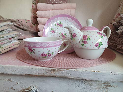 Arinosa Teekanne Rosen Rosa Set mit Tasse Teeservice 3 teilig Shabby Vintage von Arinosa