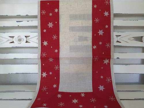 Arinosa Tischläufer Weihnachten Landhaus Rot Beige Sterne 40x90 von Arinosa