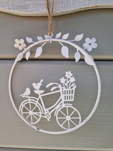 Deko zum Hängen Kranz Fahrrad Metall Weiß Shabby Chic 12x0,3x13 cm Deko zum Hängen Kranz Fahrrad Metall Weiß Shabby Chic 12x0,3x13 cm von Arinosa