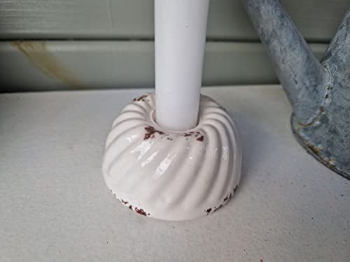 Kerzenhalter Backform Kuchen Keramik D8xH4cm Weiß von Arinosa