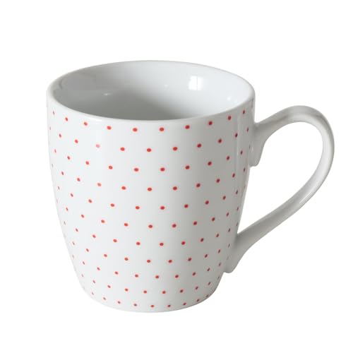 Tasse Landhaus Kaffeebecher Jumbobecher Weiß Rot Pünktchen Keramik 480ml von Arinosa