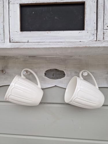 Tassen Becher 2 er Set Vintage Landhaus Weiß Porzellan 9x11x9cm von Arinosa