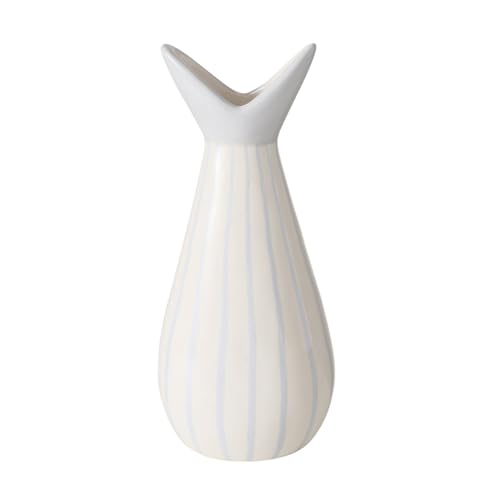 Vase Maritim Fisch Keramik Hellblau Weiß Streifen 9x8x21cm Vase Maritim Fisch Keramik Hellblau Weiß Streifen 9x8x21cm von Arinosa