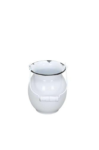 Vase mit Henkel Metall Zink Shabby antik Weiß D11xH13cm + 12cm von Arinosa
