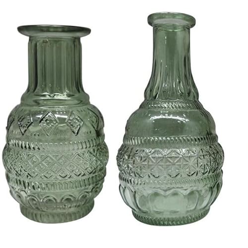 Vasen Antiklook 2er Set Glas Salbeigrün 7x7x13 cm+9,5x9,5x17,5 cm Vasen Antiklook 2er Set Glas Salbeigrün 7x7x13 cm+9,5x9,5x17,5 cm von Arinosa