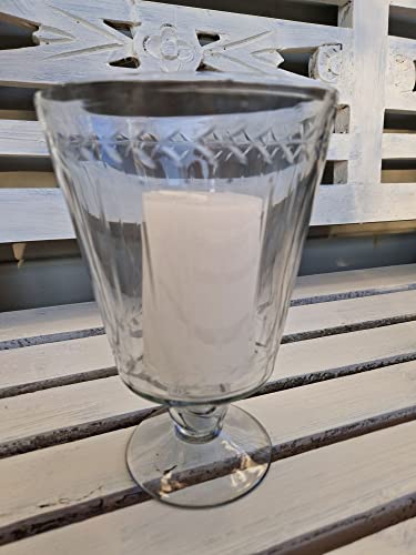 Windlicht Glas geschliffen Pokal auf Fuß D14xH20cm von Arinosa