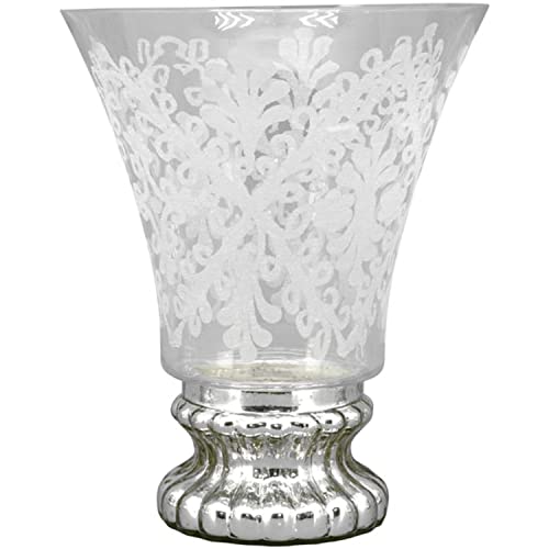Windlicht Glas geschliffen Pokal auf Metallfuß 21x21x26 cm von Arinosa