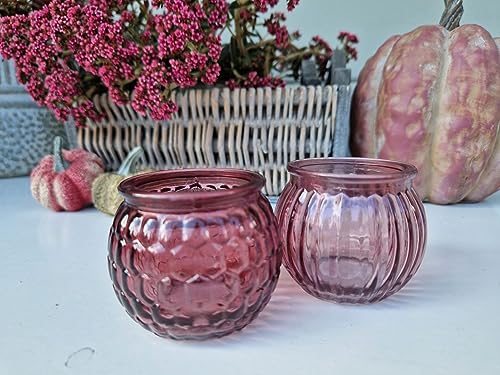 Windlicht Teelichthalter Herbst Purple Autumn 2 er Set 6,5x5,5 cm Glas von Arinosa