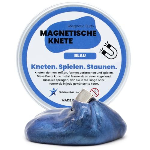 Magnetische Knete Blau - Intelligente Superknete mit Magnet und 6 Wackelaugen - Zauberknete für Kinder & Erwachsene - Knetspielzeug zum Formen, Spielen & Staunen Magnetic Putty Slime Superknete von Aristo Solutions