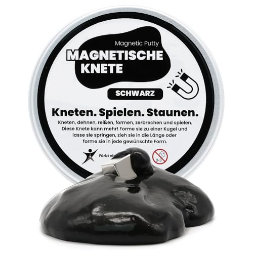 Magnetische Knete Schwarz - Intelligente Superknete mit Magnet und 6 Wackelaugen - Zauberknete für Kinder & Erwachsene - Knetspielzeug zum Formen, Spielen & Staunen Magnetic Putty Slime Superknete von Aristo Solutions