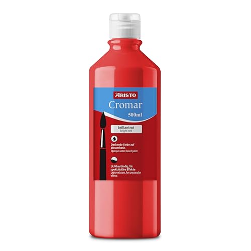 Aristo Acrylfarbe Cromar (Flüssigmalfarbe auf Wasserbasis, Inhalt: 500 ml) brillantrot von Aristo
