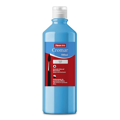 Aristo Acrylfarbe Cromar (Flüssigmalfarbe auf Wasserbasis, Inhalt: 500 ml) cyan von Aristo